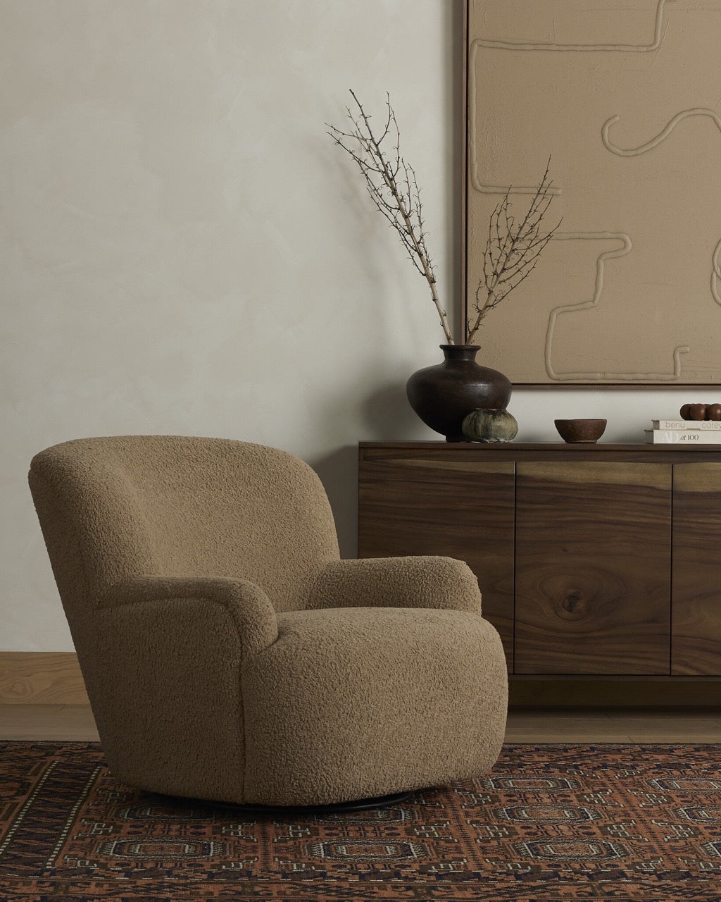 Kadon Swivel Chair - Sheepskin Camel