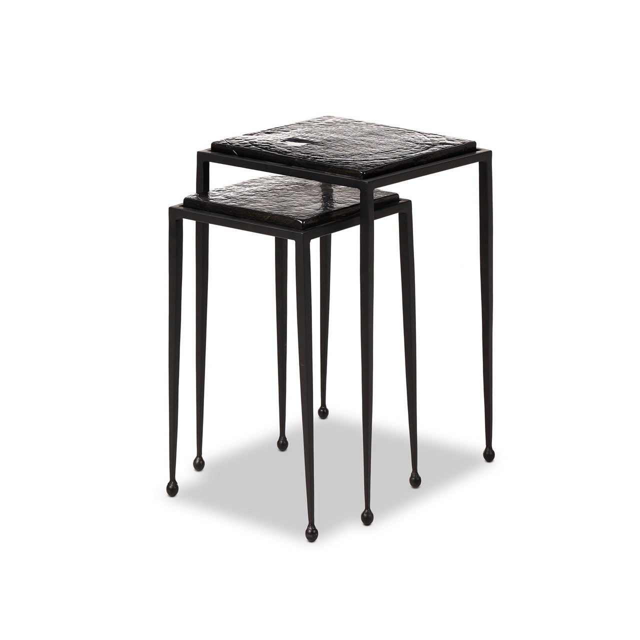 Dalston Cast Glass Nesting Tables - Smoked Black Cast Glass