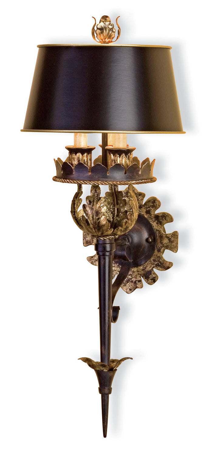 Currey and Company - 5412 - Three Light Wall Sconce - Winterthur - Zanzibar Gold Leaf/Zanzibar Black