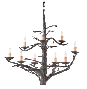 Currey and Company - 9327 - Nine Light Chandelier - Treetop - Old Iron