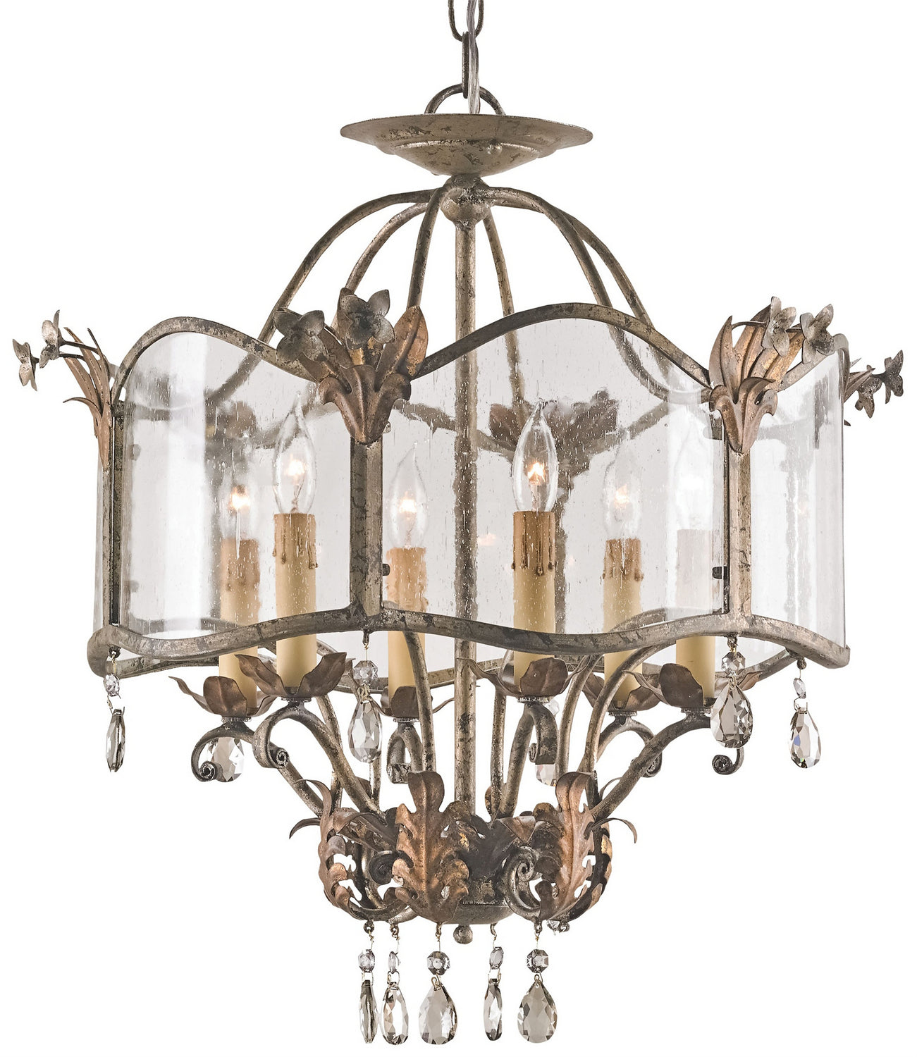 Currey and Company - 9387 - Six Light Lantern - Winterthur - Viejo Gold/Viejo Silver