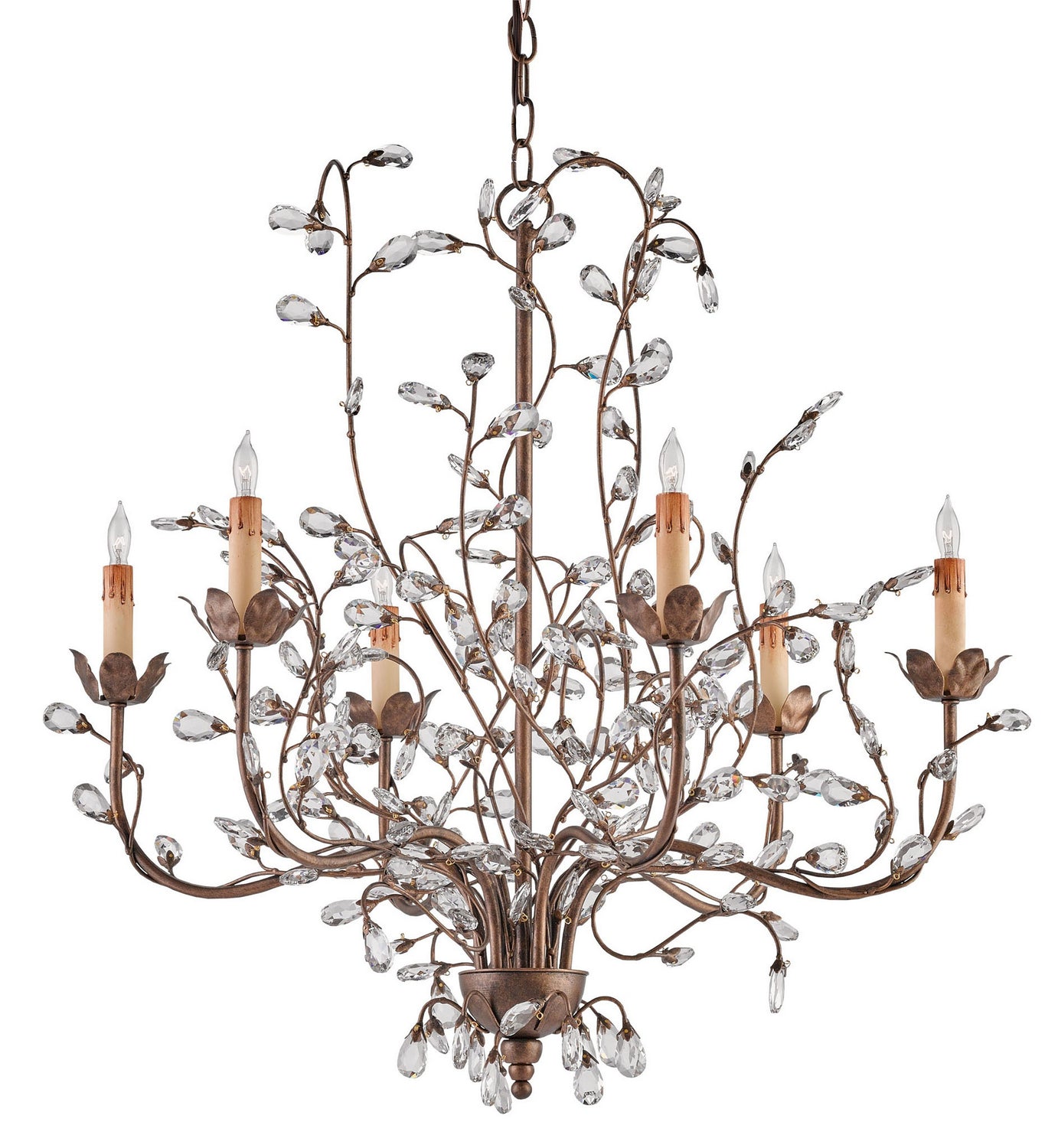 Currey and Company - 9882 - Six Light Chandelier - Crystal - Cupertino