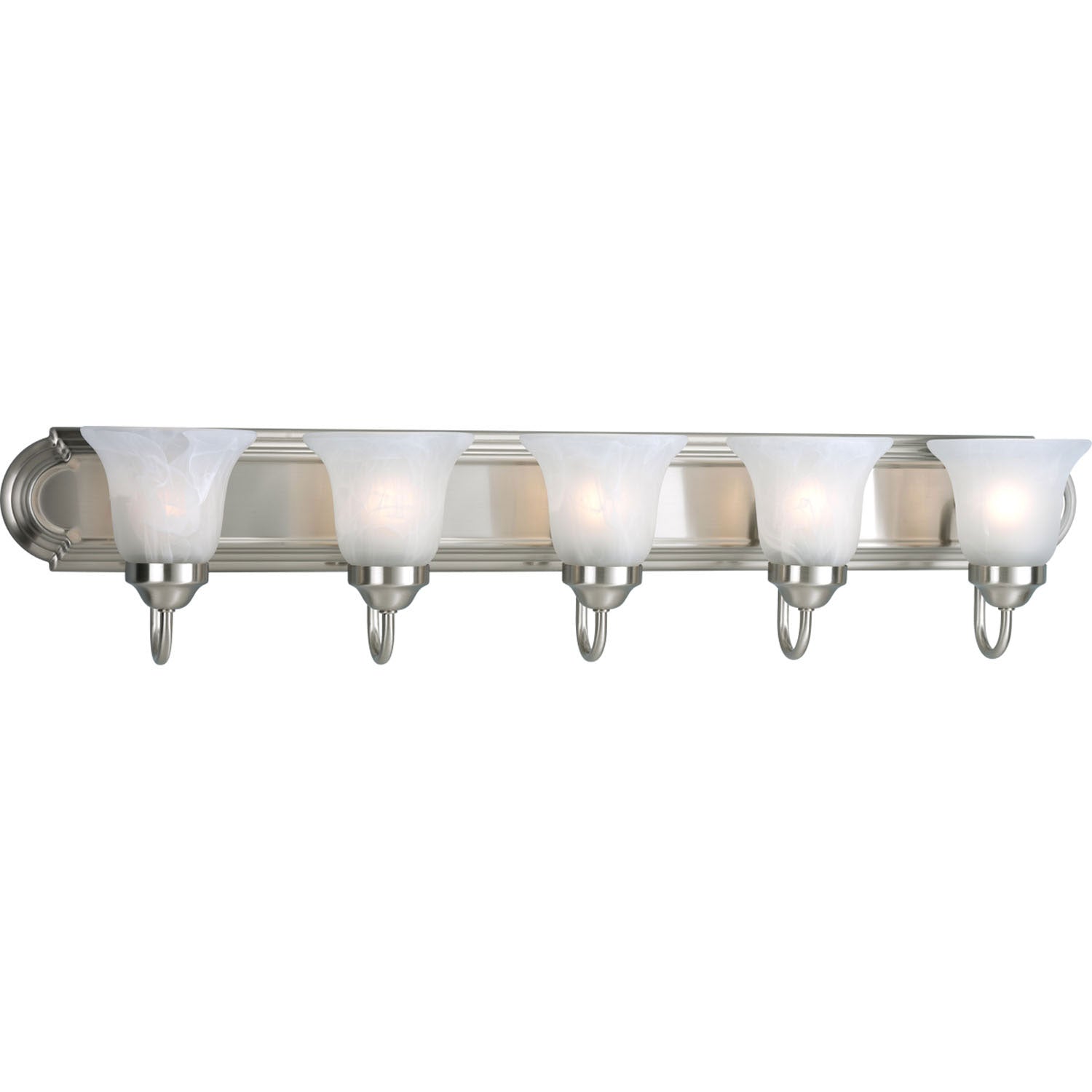 Progress Lighting - P3055-09 - Five Light Bath Bracket - Alabaster Glass - Brushed Nickel