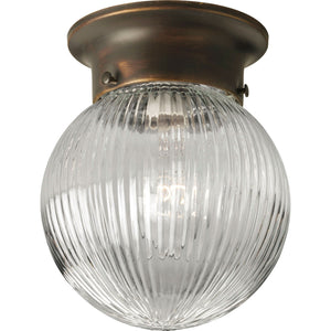 Progress Lighting - P3599-20 - One Light Flush Mount - Globe - Clear Ribbed - Antique Bronze