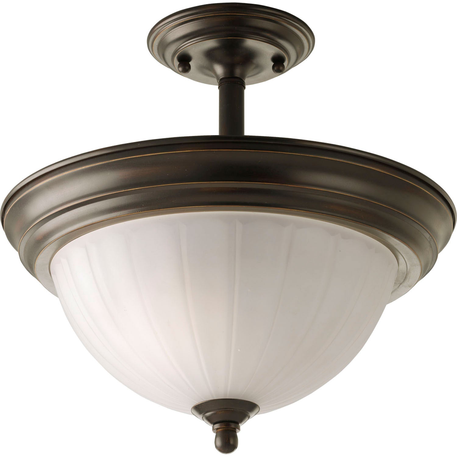 Progress Lighting - P3876-20 - Two Light Semi-Flush Mount - Melon Glass - Antique Bronze