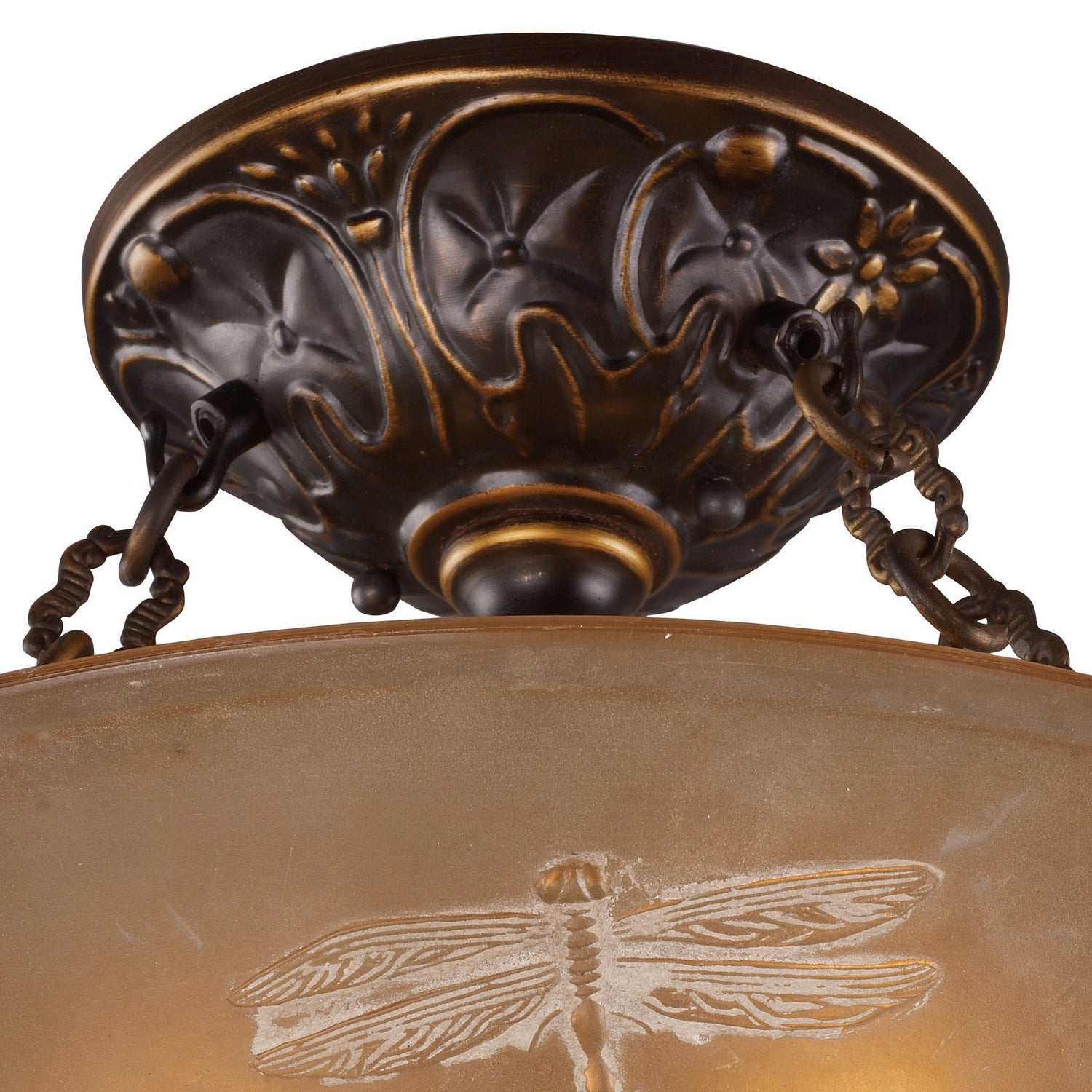 ELK Home - 08096-AGB - Three Light Semi Flush Mount - Restoration - Golden Bronze