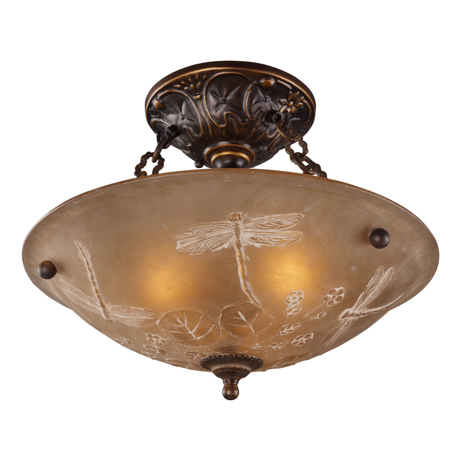 ELK Home - 08096-AGB - Three Light Semi Flush Mount - Restoration - Golden Bronze