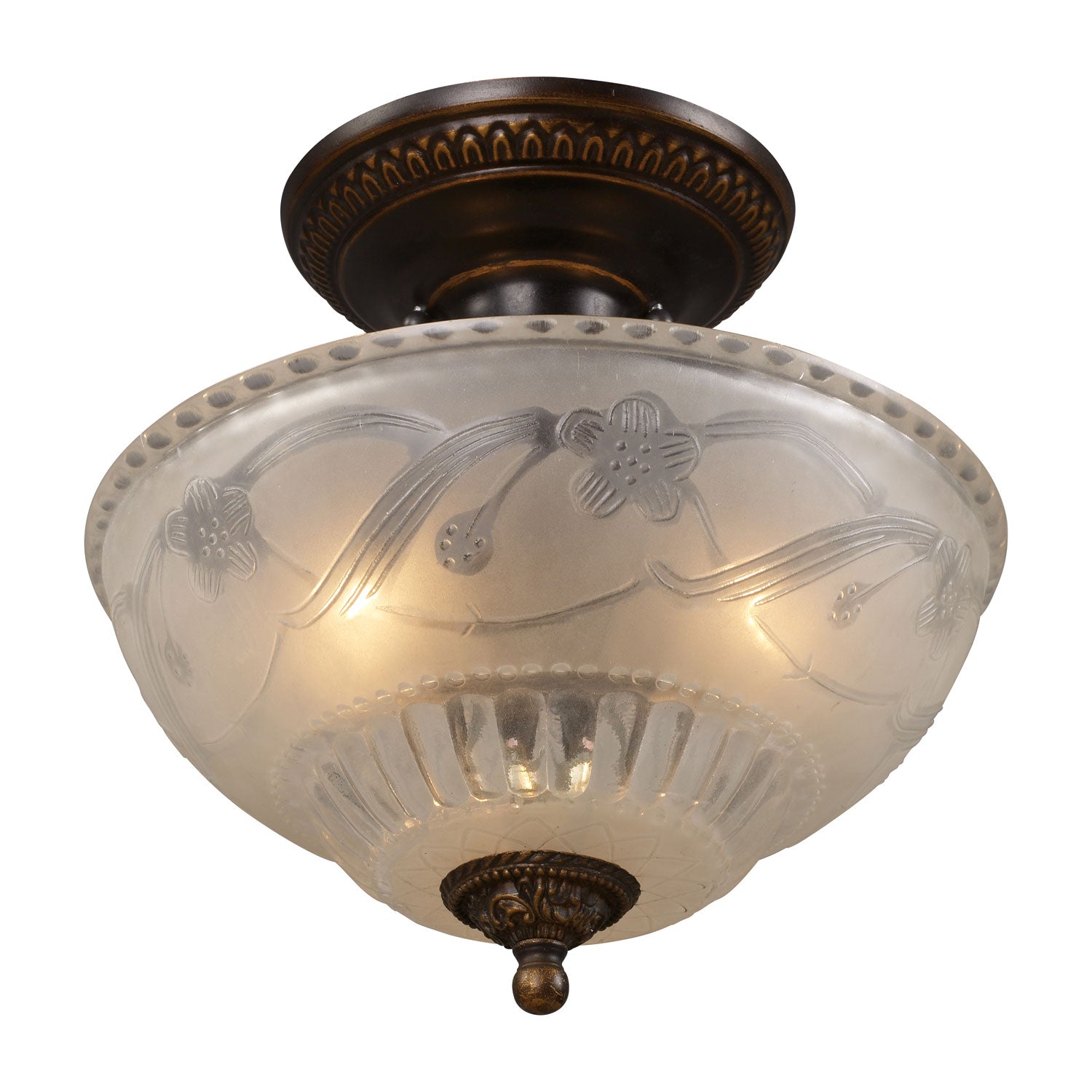 ELK Home - 08098-AGB - Three Light Semi Flush Mount - Restoration - Golden Bronze