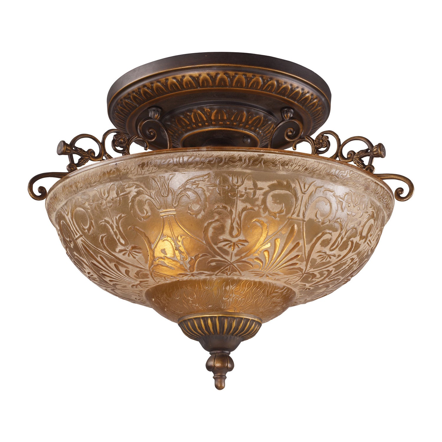 ELK Home - 08099-AGB - Three Light Semi Flush Mount - Restoration - Golden Bronze