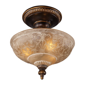 ELK Home - 08100-AGB - Three Light Semi Flush Mount - Restoration - Golden Bronze