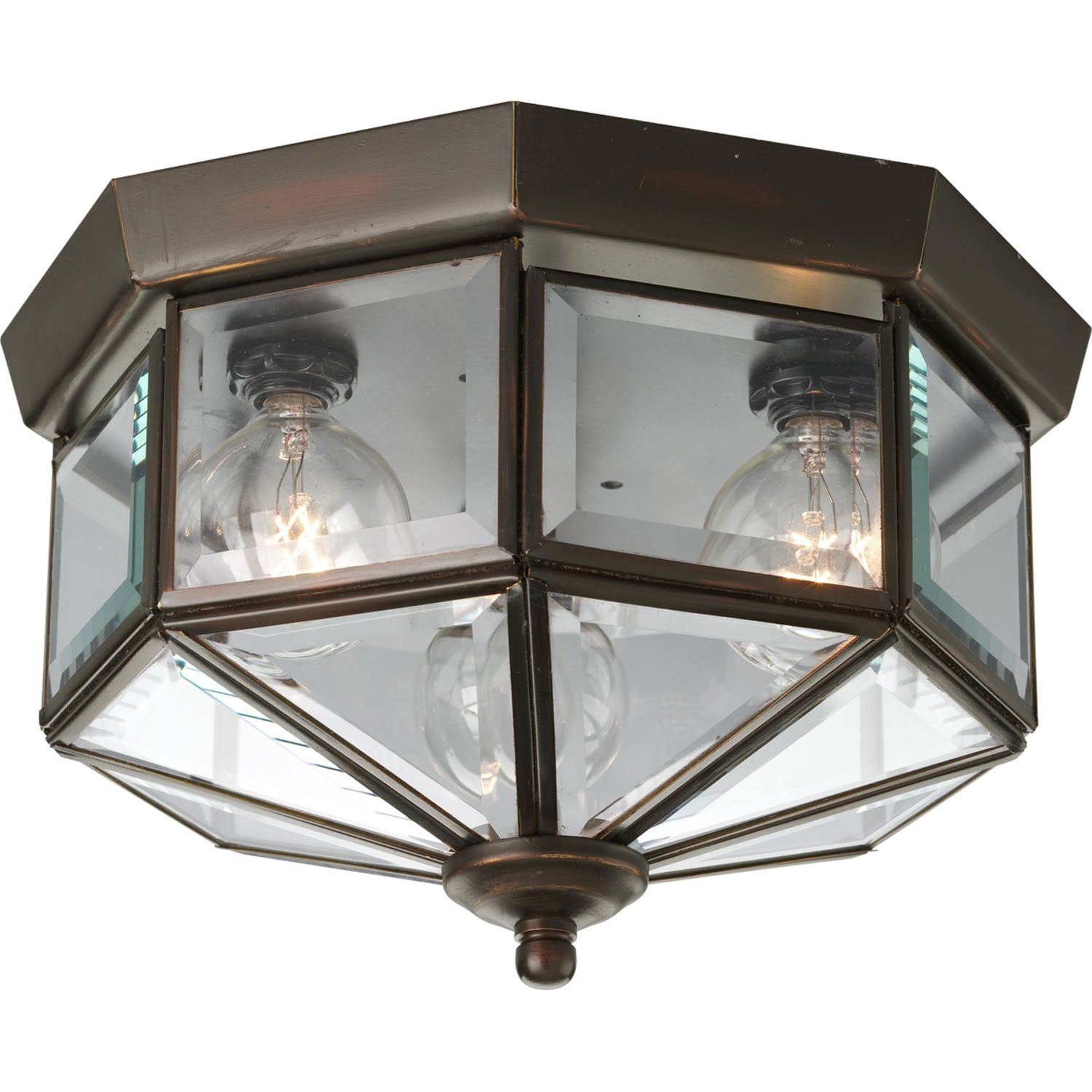 Progress Lighting - P5788-20 - Three Light Flush Mount - Beveled Glass - Antique Bronze