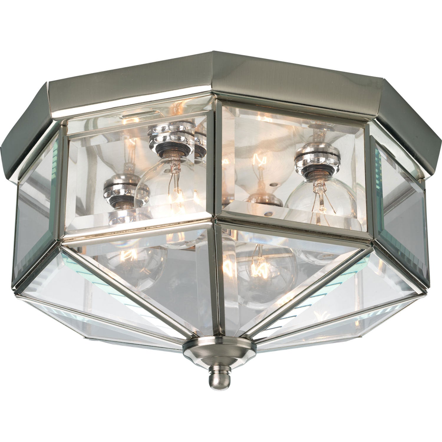 Progress Lighting - P5789-09 - Four Light Flush Mount - Beveled Glass - Brushed Nickel