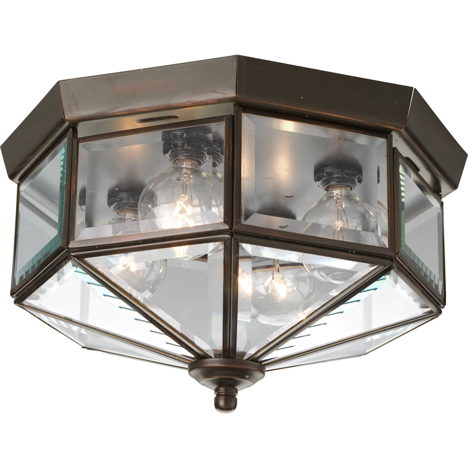 Progress Lighting - P5789-20 - Four Light Flush Mount - Beveled Glass - Antique Bronze