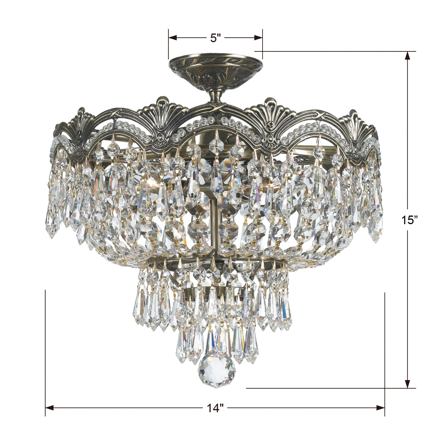 Crystorama - 1483-HB-CL-MWP - Three Light Semi Flush Mount - Majestic - Historic Brass