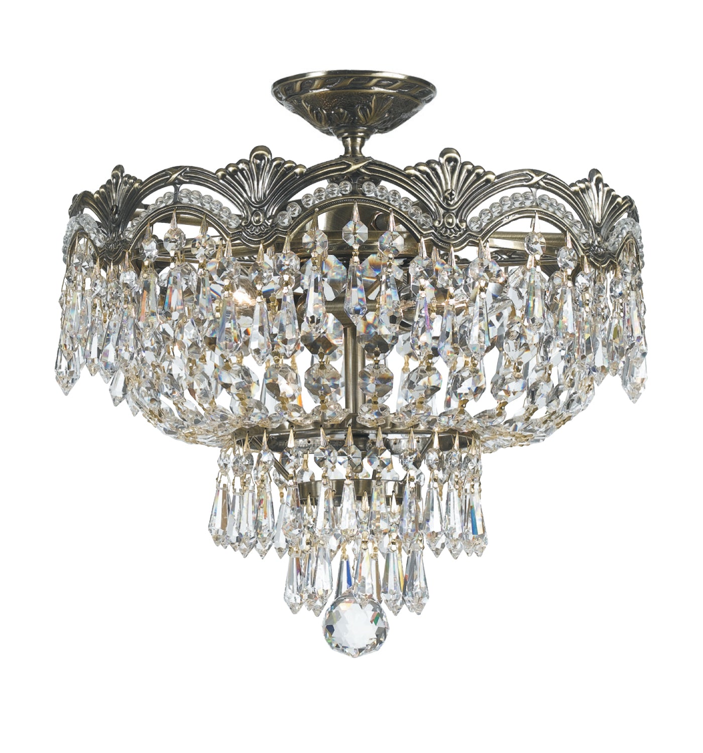 Crystorama - 1483-HB-CL-MWP - Three Light Semi Flush Mount - Majestic - Historic Brass