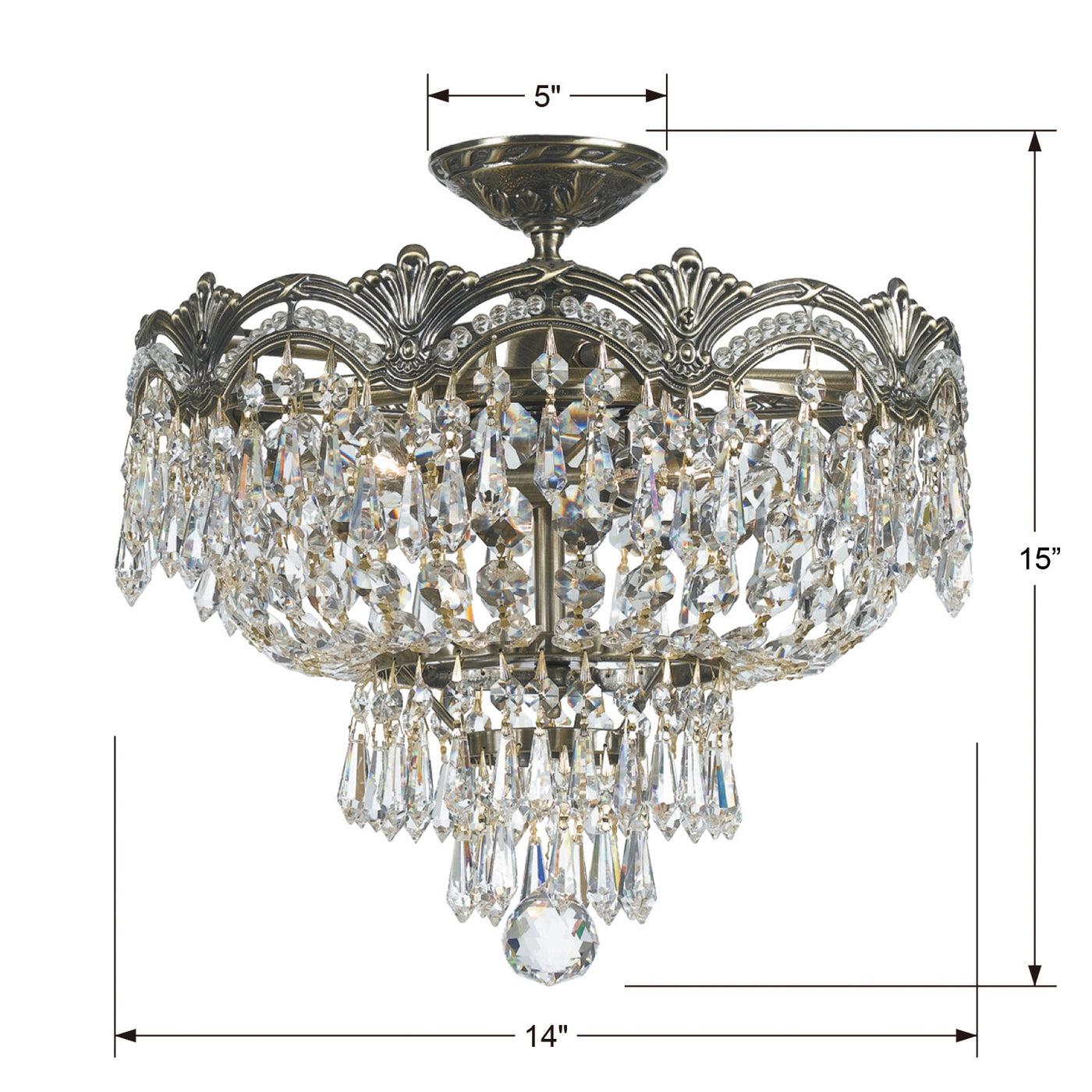 Crystorama - 1483-HB-CL-S - Three Light Semi Flush Mount - Majestic - Historic Brass