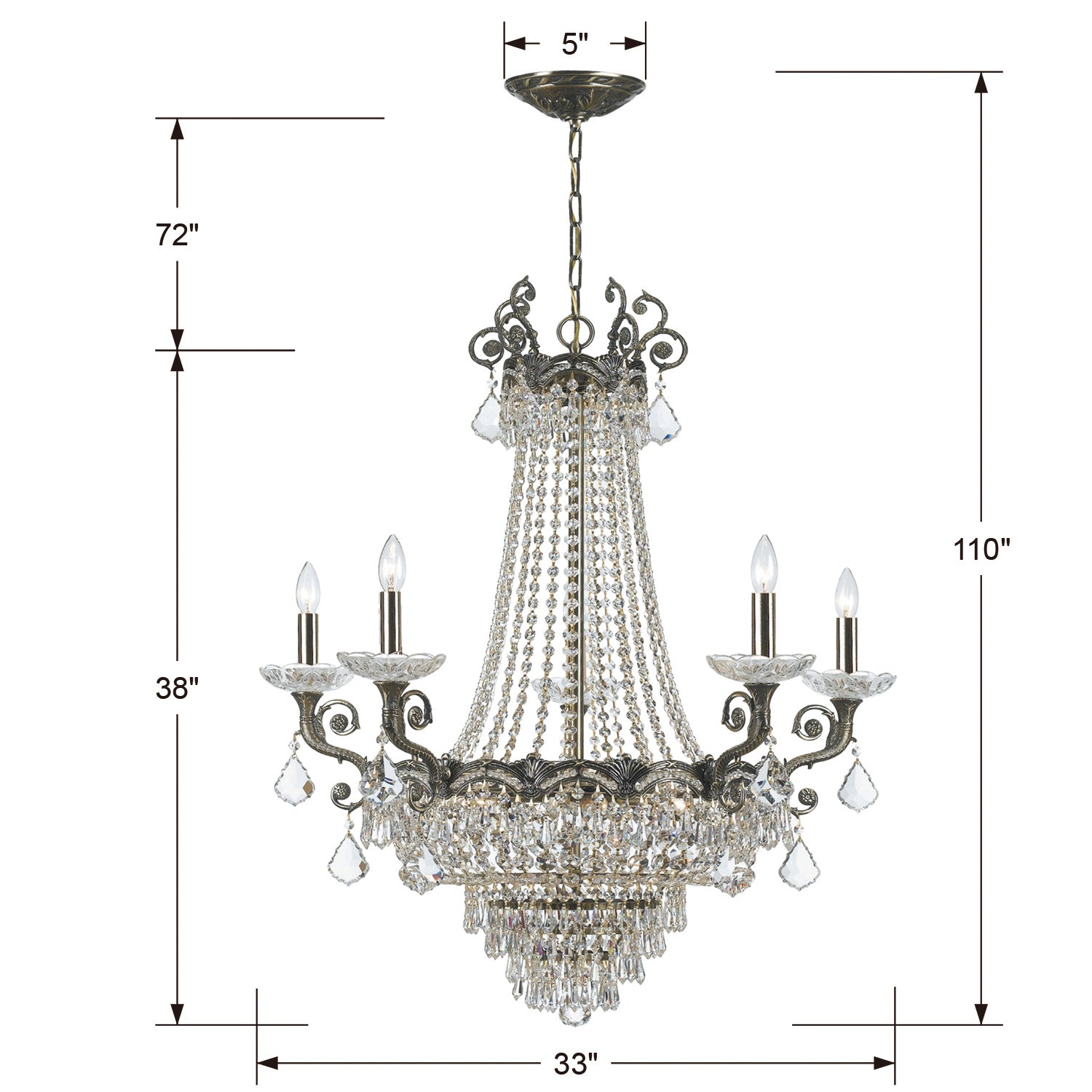 Crystorama - 1486-HB-CL-MWP - 11 Light Chandelier - Majestic - Historic Brass