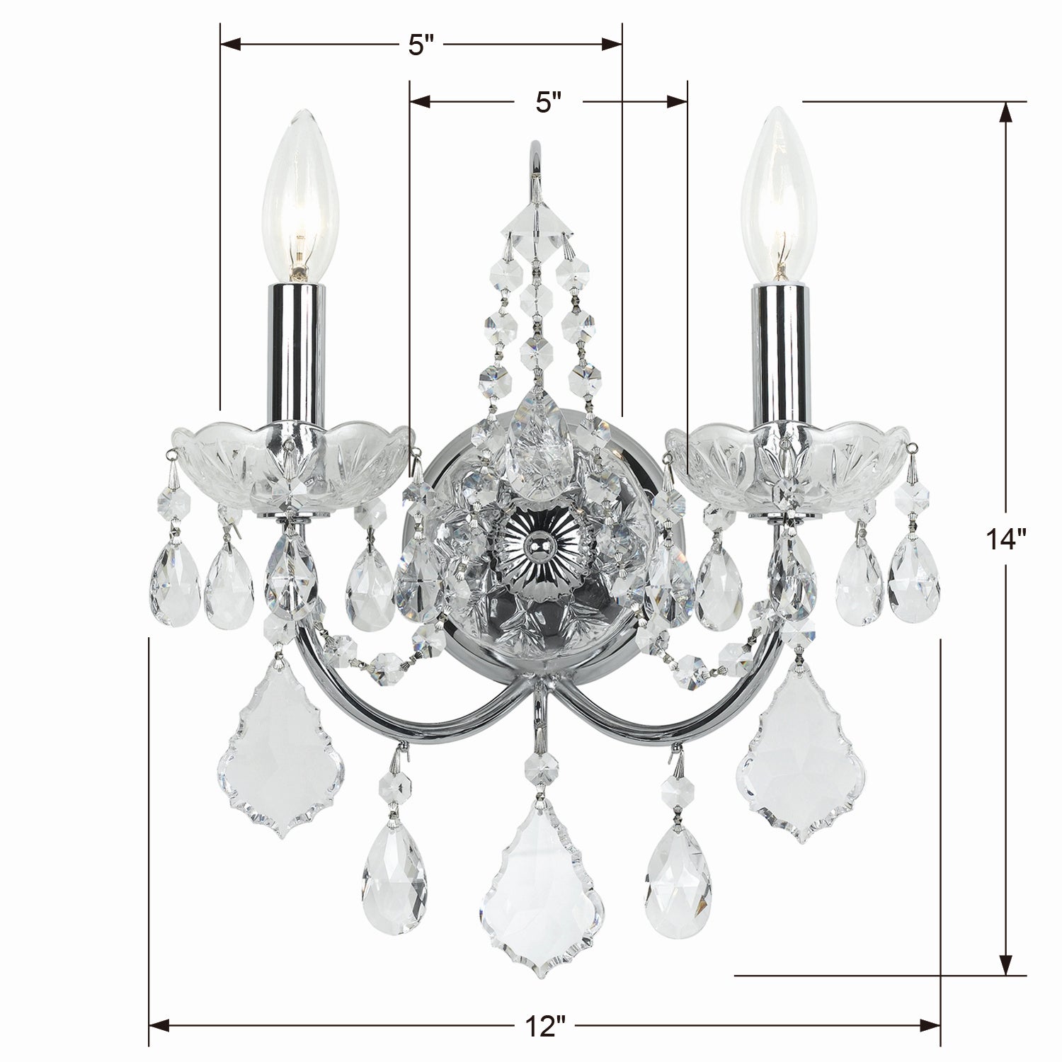 Crystorama - 3222-CH-CL-S - Two Light Wall Sconce - Imperial - Polished Chrome