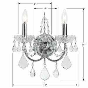 Crystorama - 3222-CH-CL-S - Two Light Wall Sconce - Imperial - Polished Chrome