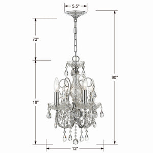 Crystorama - 3224-CH-CL-SAQ - Four Light Mini Chandelier - Imperial - Polished Chrome