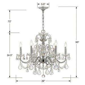 Crystorama - 3226-CH-CL-MWP - Six Light Chandelier - Imperial - Polished Chrome