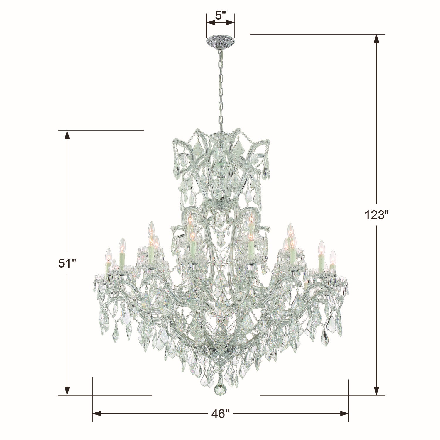 Crystorama - 4424-CH-CL-MWP - 25 Light Chandelier - Maria Theresa - Polished Chrome