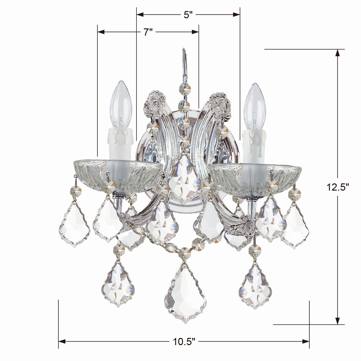 Crystorama - 4472-CH-CL-S - Two Light Wall Sconce - Maria Theresa - Polished Chrome