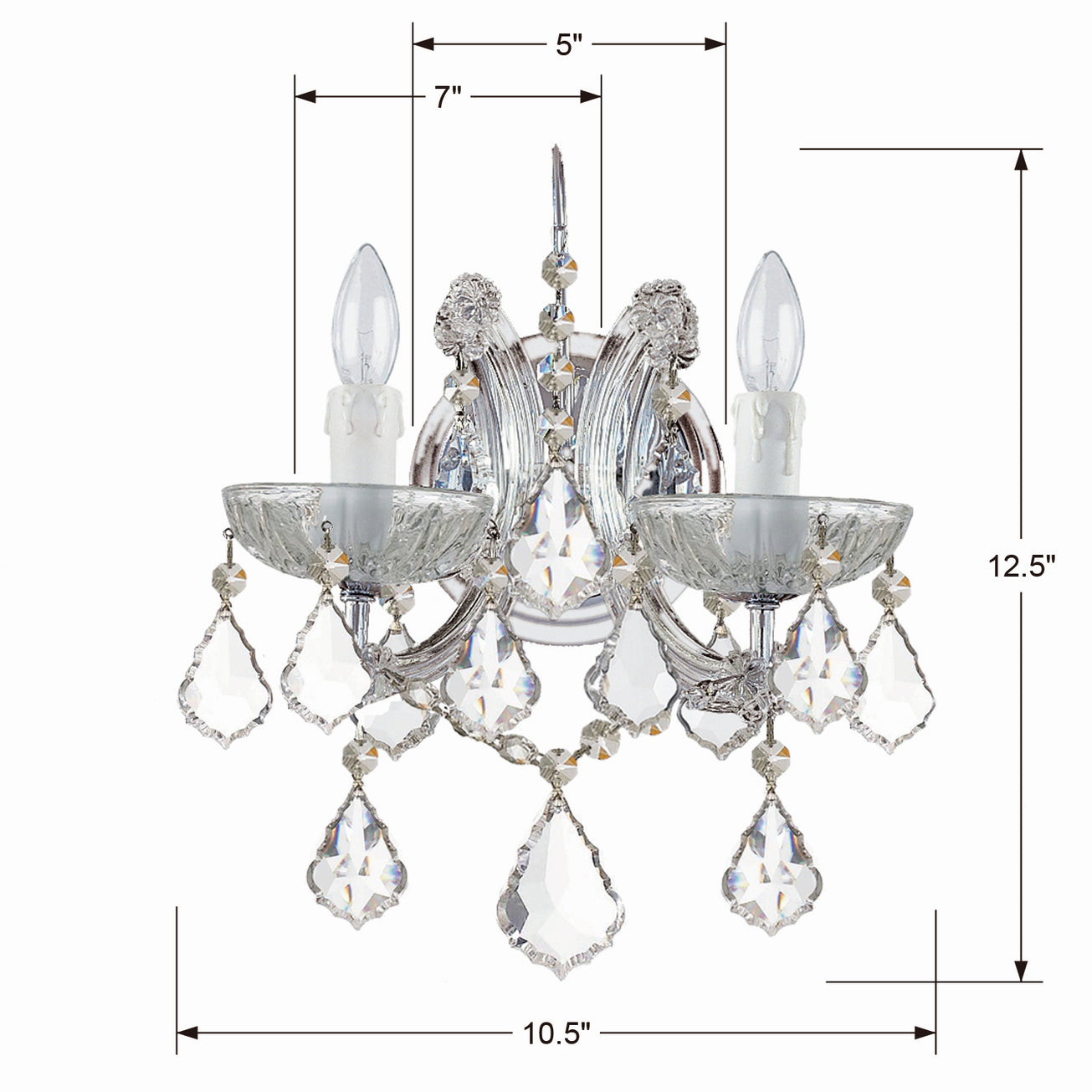 Crystorama - 4472-CH-CL-SAQ - Two Light Wall Sconce - Maria Theresa - Polished Chrome