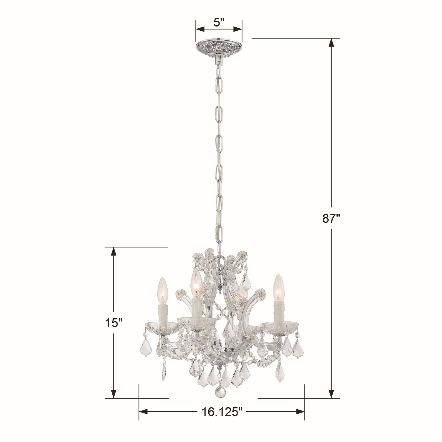 Crystorama - 4474-CH-CL-S - Four Light Mini Chandelier - Maria Theresa - Polished Chrome