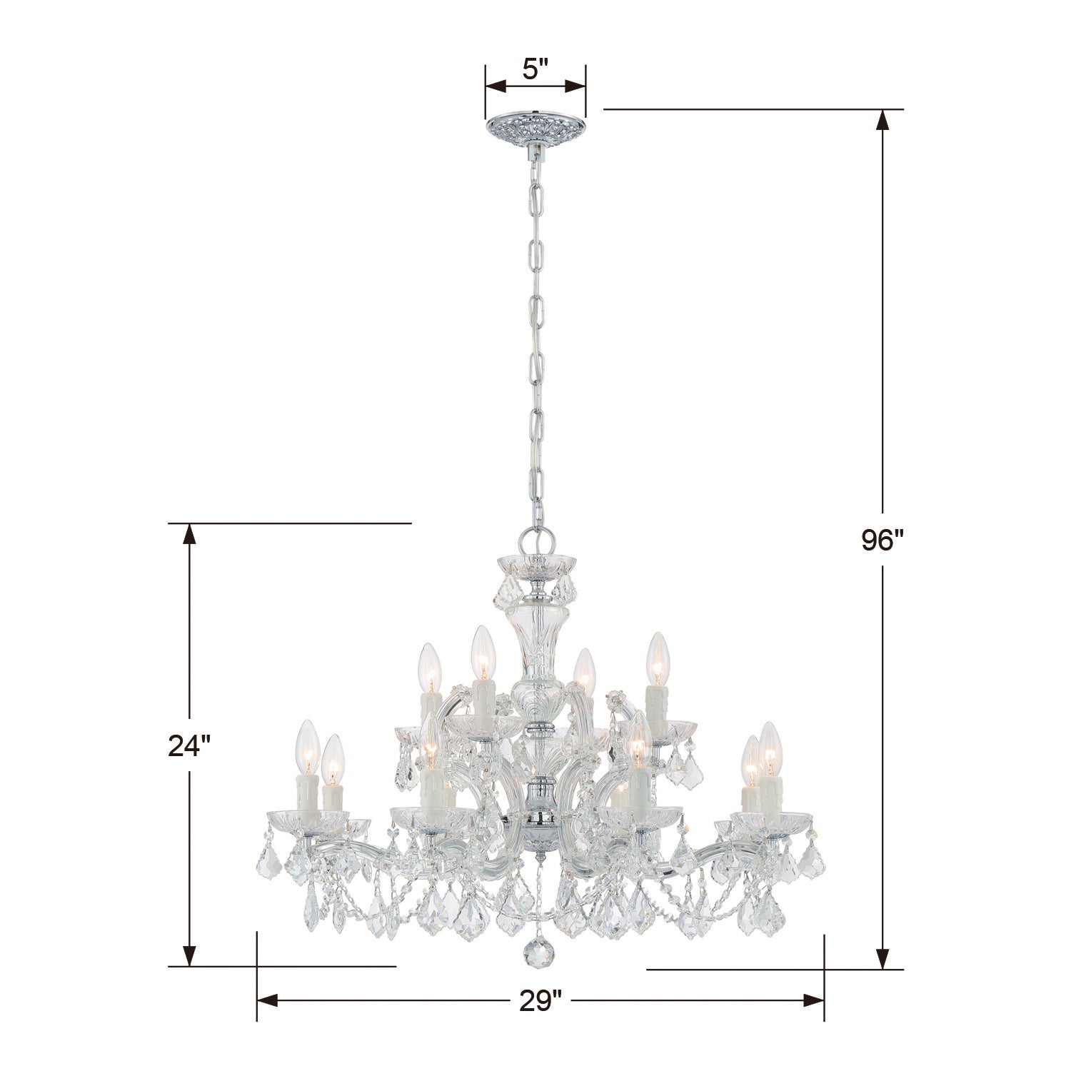 Crystorama - 4479-CH-CL-SAQ - 12 Light Chandelier - Maria Theresa - Polished Chrome