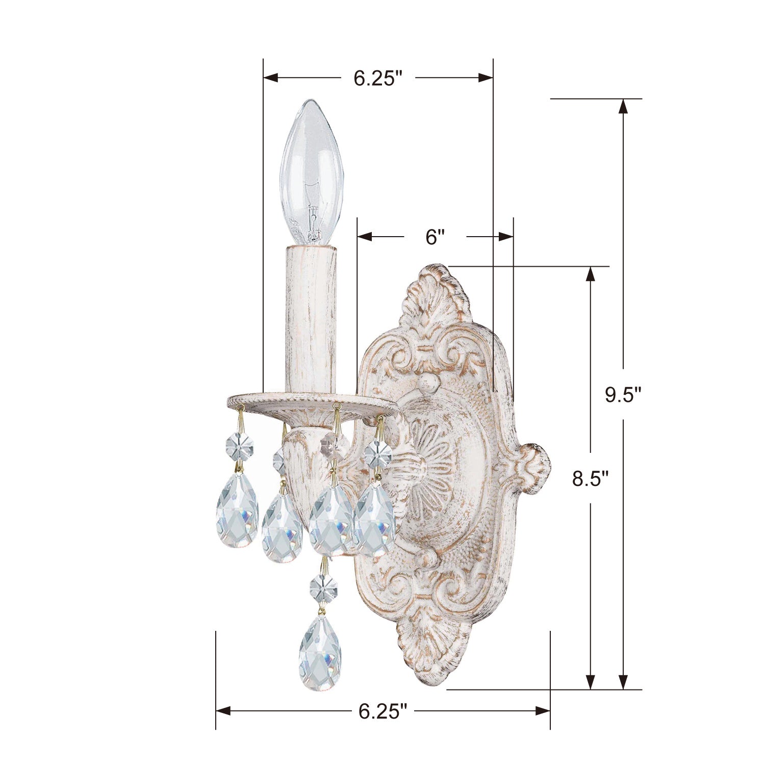 Crystorama - 5021-AW-CL-MWP - One Light Wall Sconce - Paris Market - Antique White