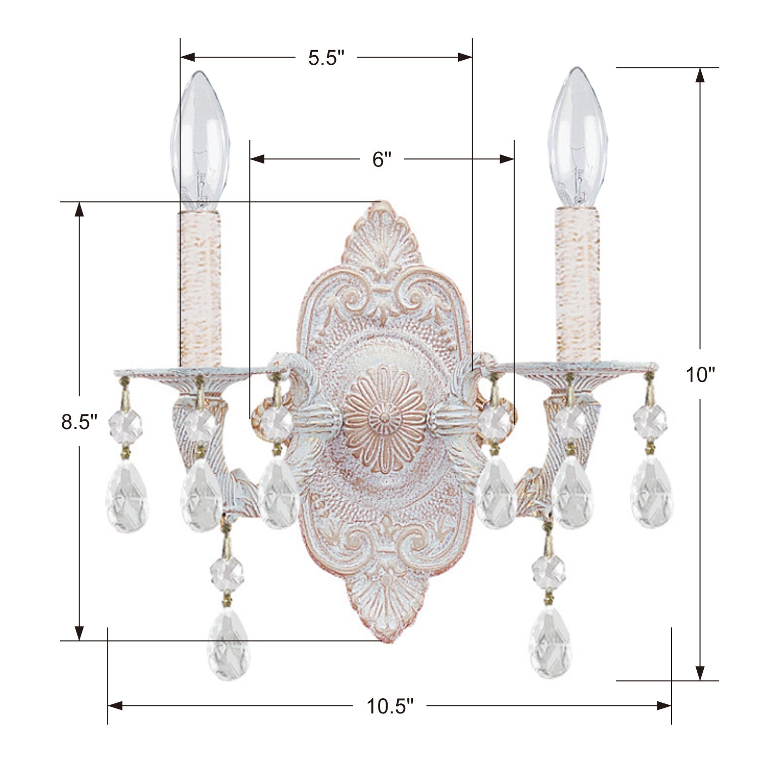 Crystorama - 5022-AW-CL-MWP - Two Light Wall Sconce - Paris Market - Antique White