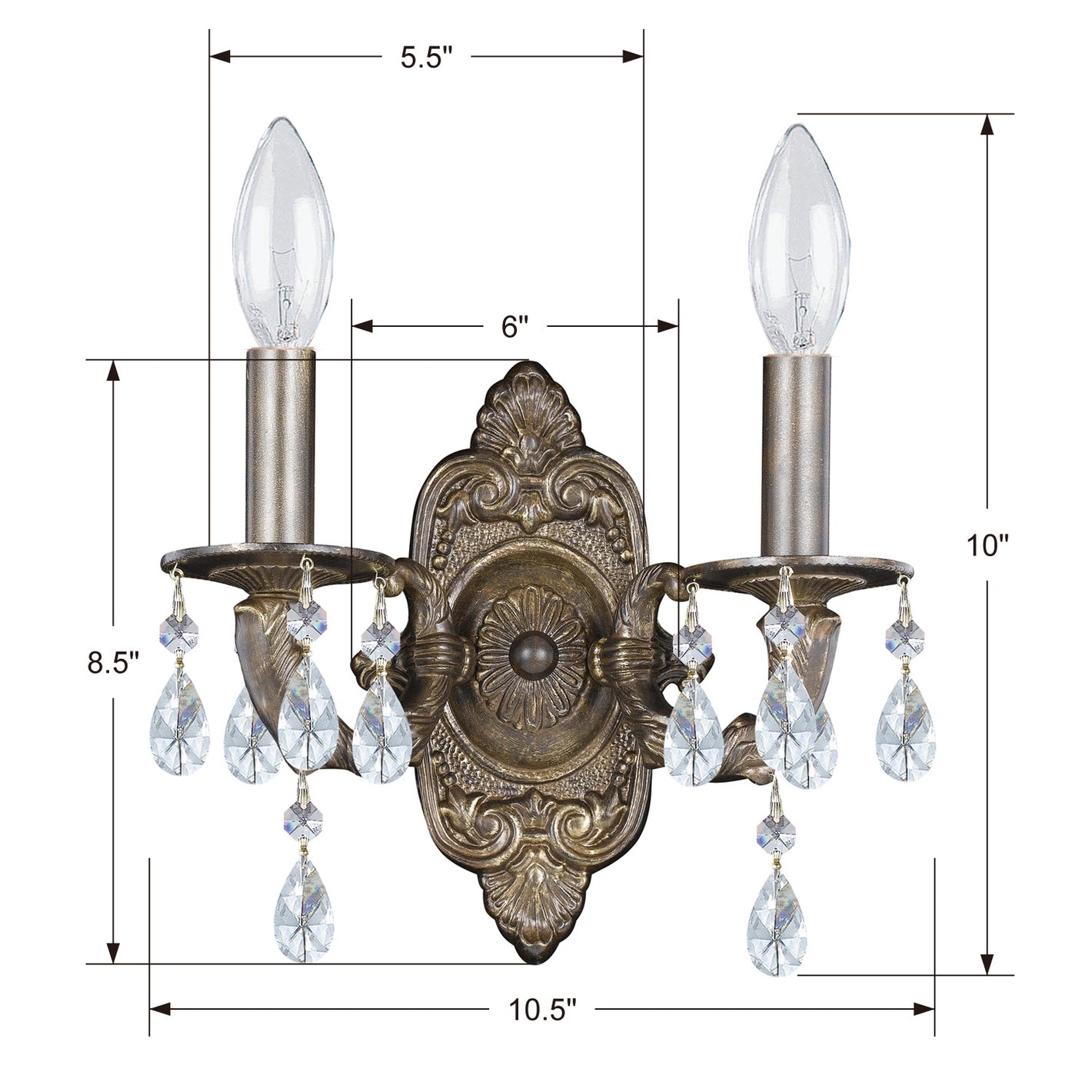 Crystorama - 5022-VB-CL-MWP - Two Light Wall Sconce - Paris Market - Venetian Bronze