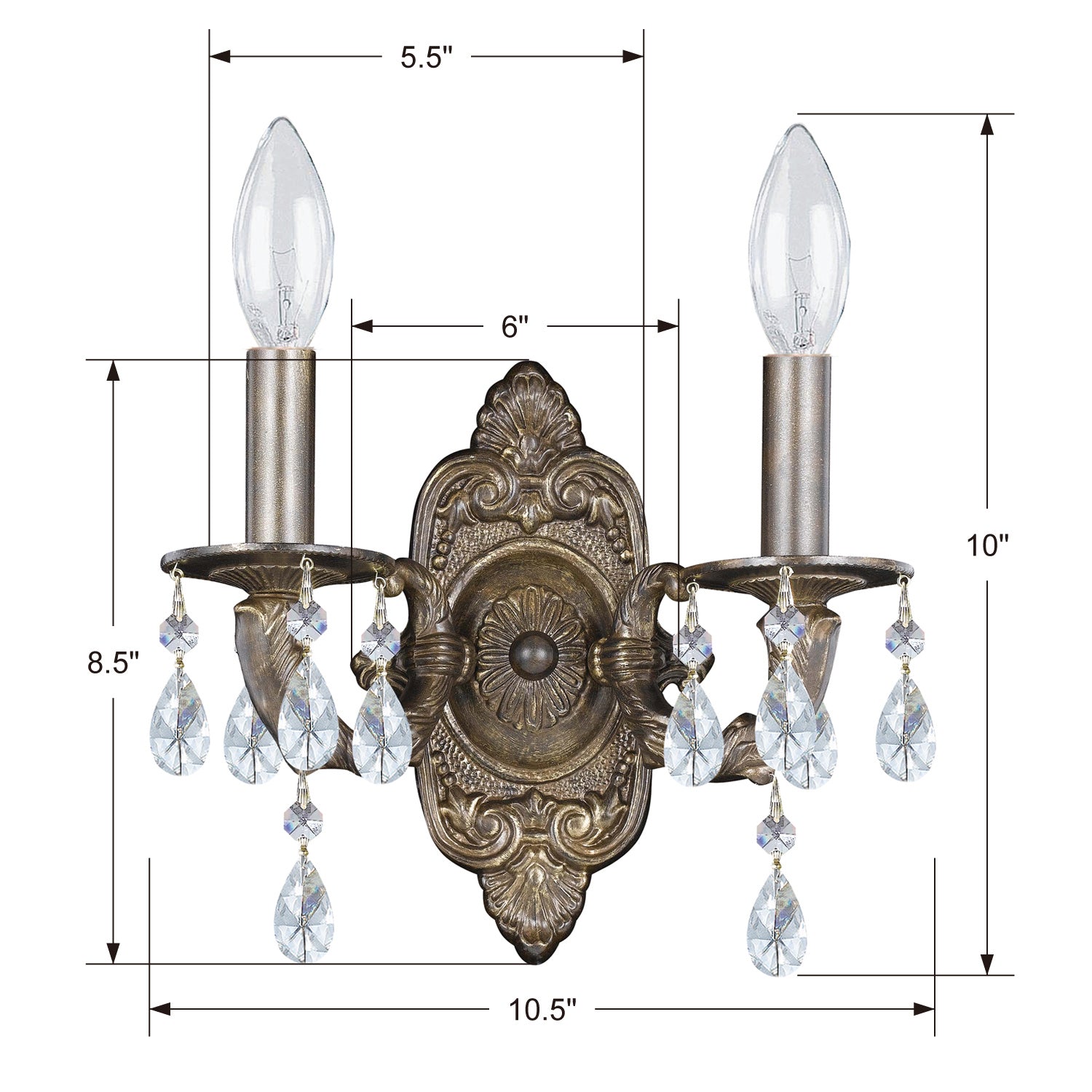 Crystorama - 5022-VB-CL-MWP - Two Light Wall Sconce - Paris Market - Venetian Bronze