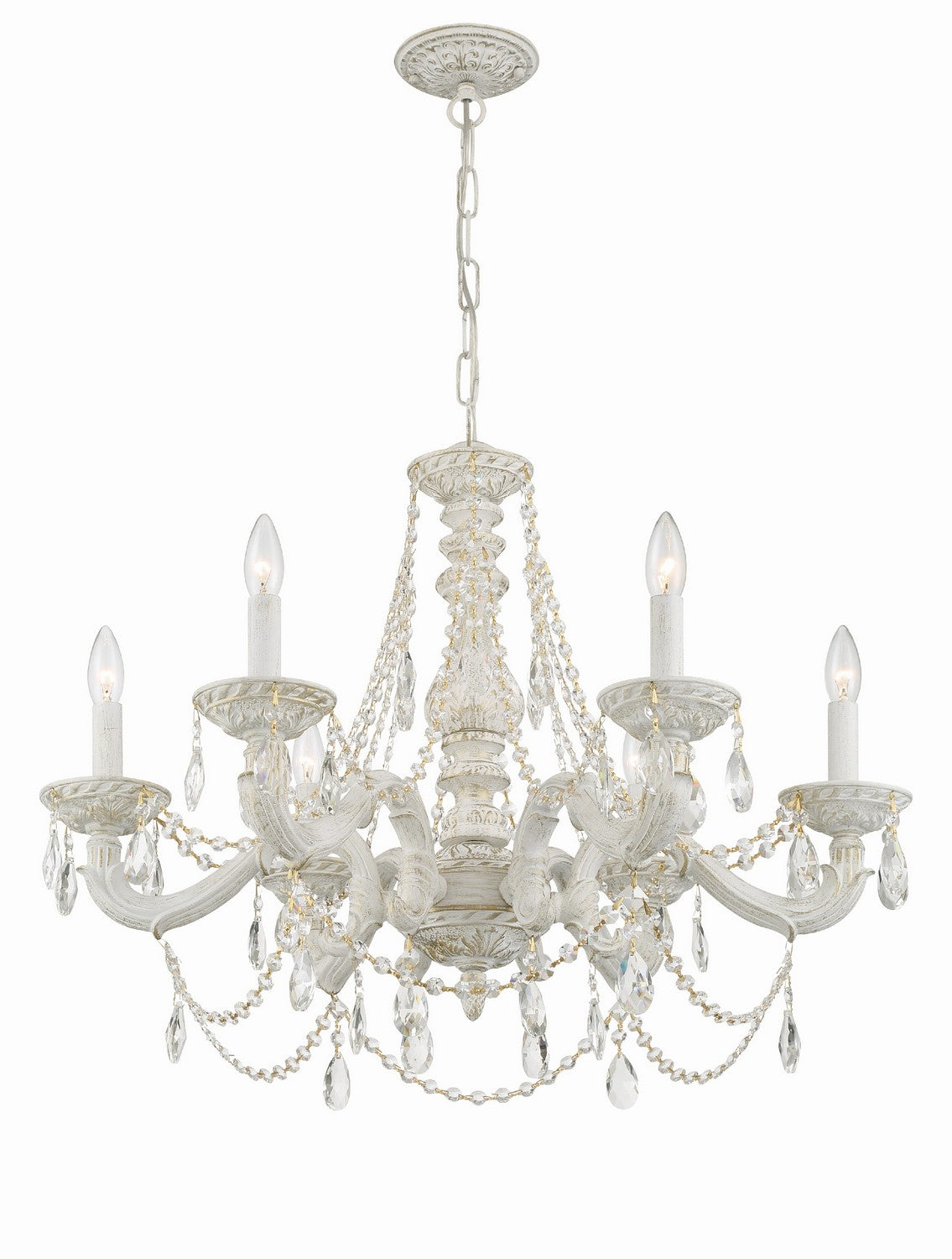 Crystorama - 5026-AW-CL-MWP - Six Light Chandelier - Paris Market - Antique White