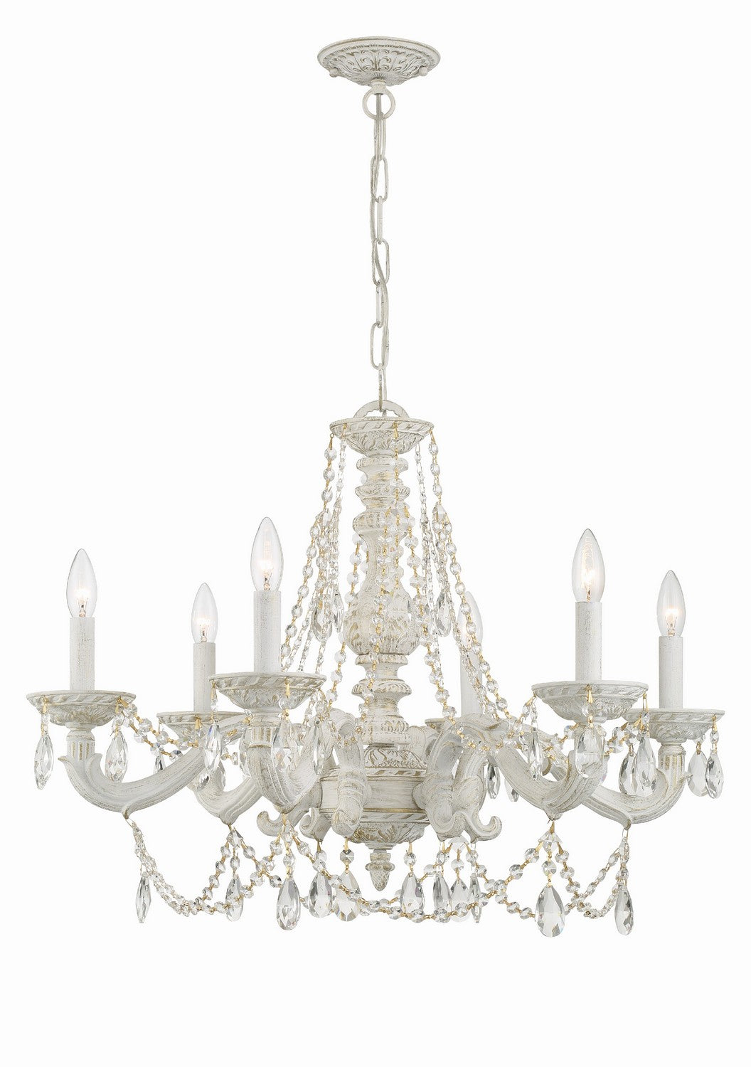 Crystorama - 5026-AW-CL-MWP - Six Light Chandelier - Paris Market - Antique White