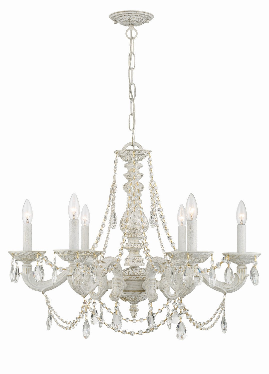 Crystorama - 5026-AW-CL-MWP - Six Light Chandelier - Paris Market - Antique White