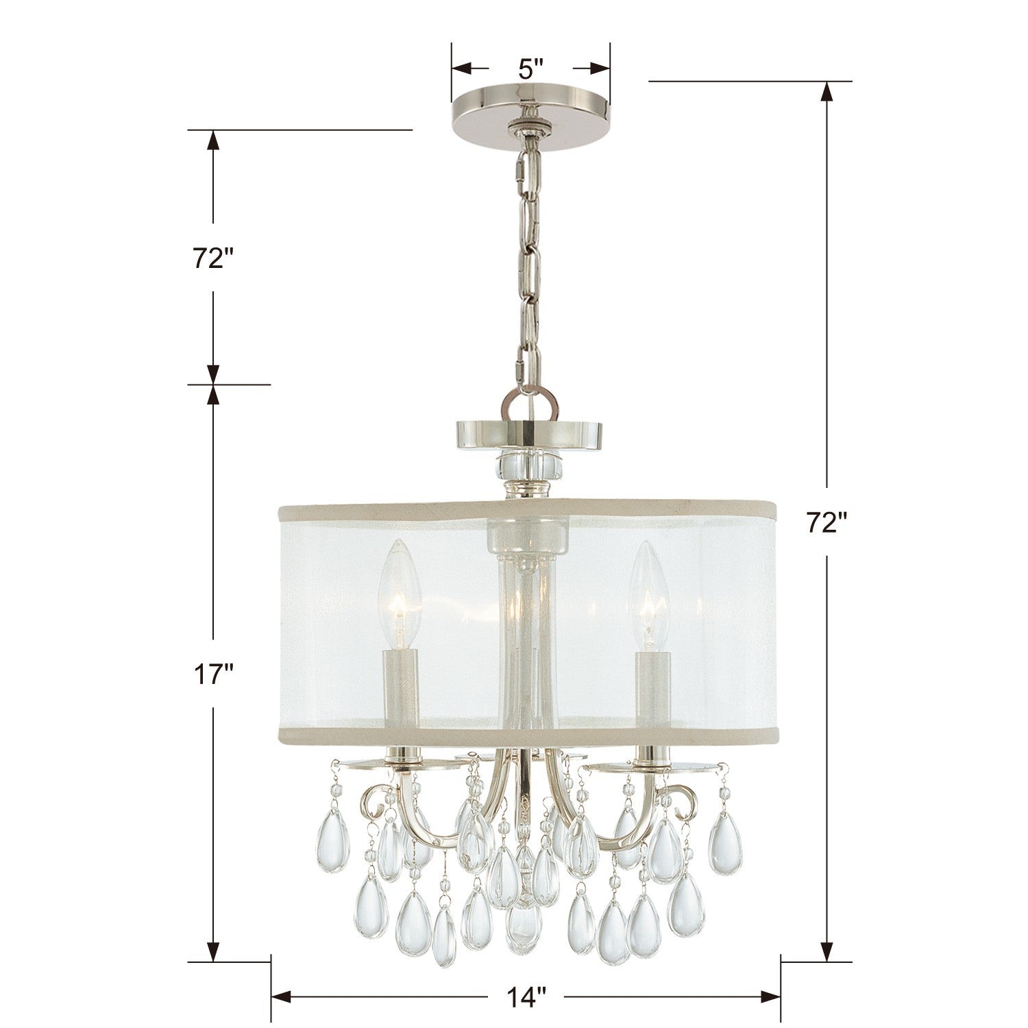 Crystorama - 5623-CH - Three Light Mini Chandelier - Hampton - Polished Chrome