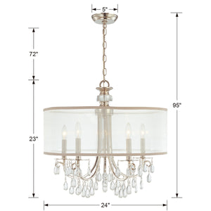 Crystorama - 5625-CH - Five Light Chandelier - Hampton - Polished Chrome