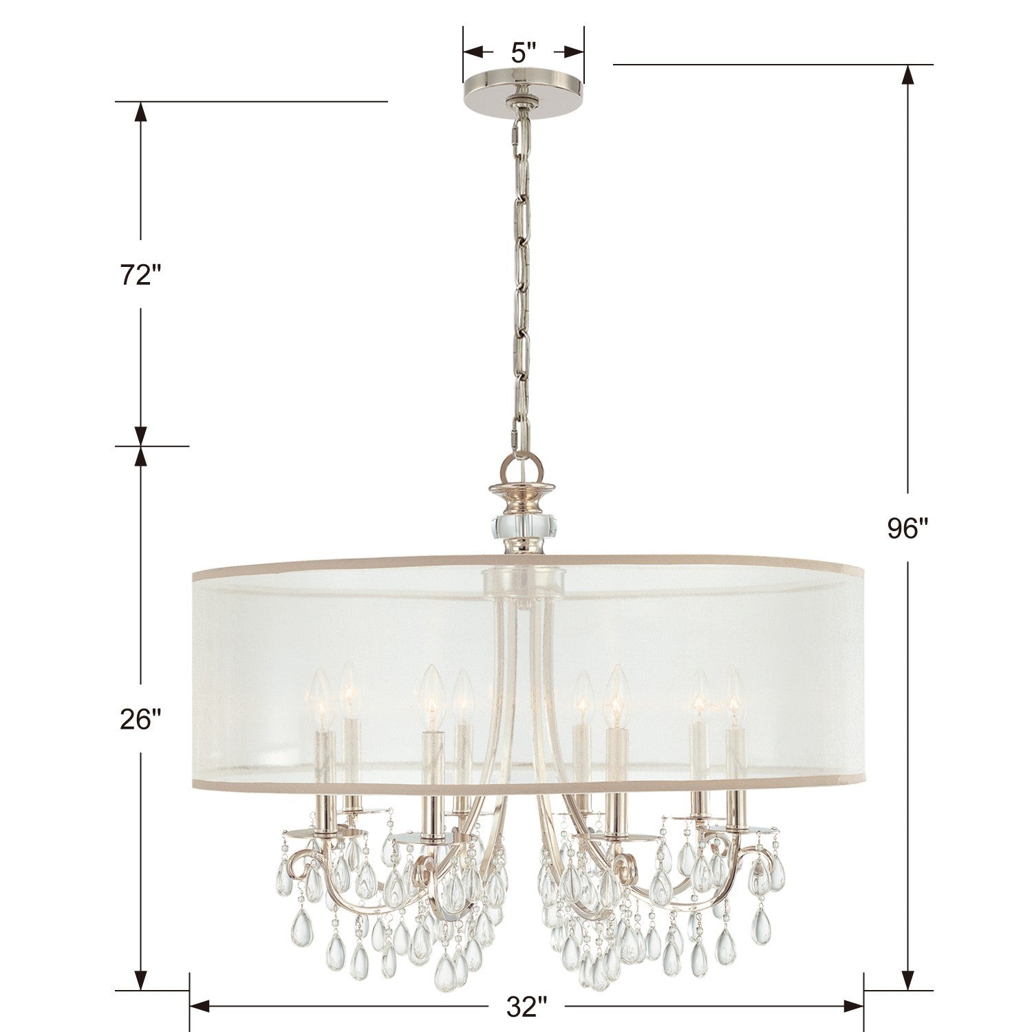 Crystorama - 5628-CH - Eight Light Chandelier - Hampton - Polished Chrome