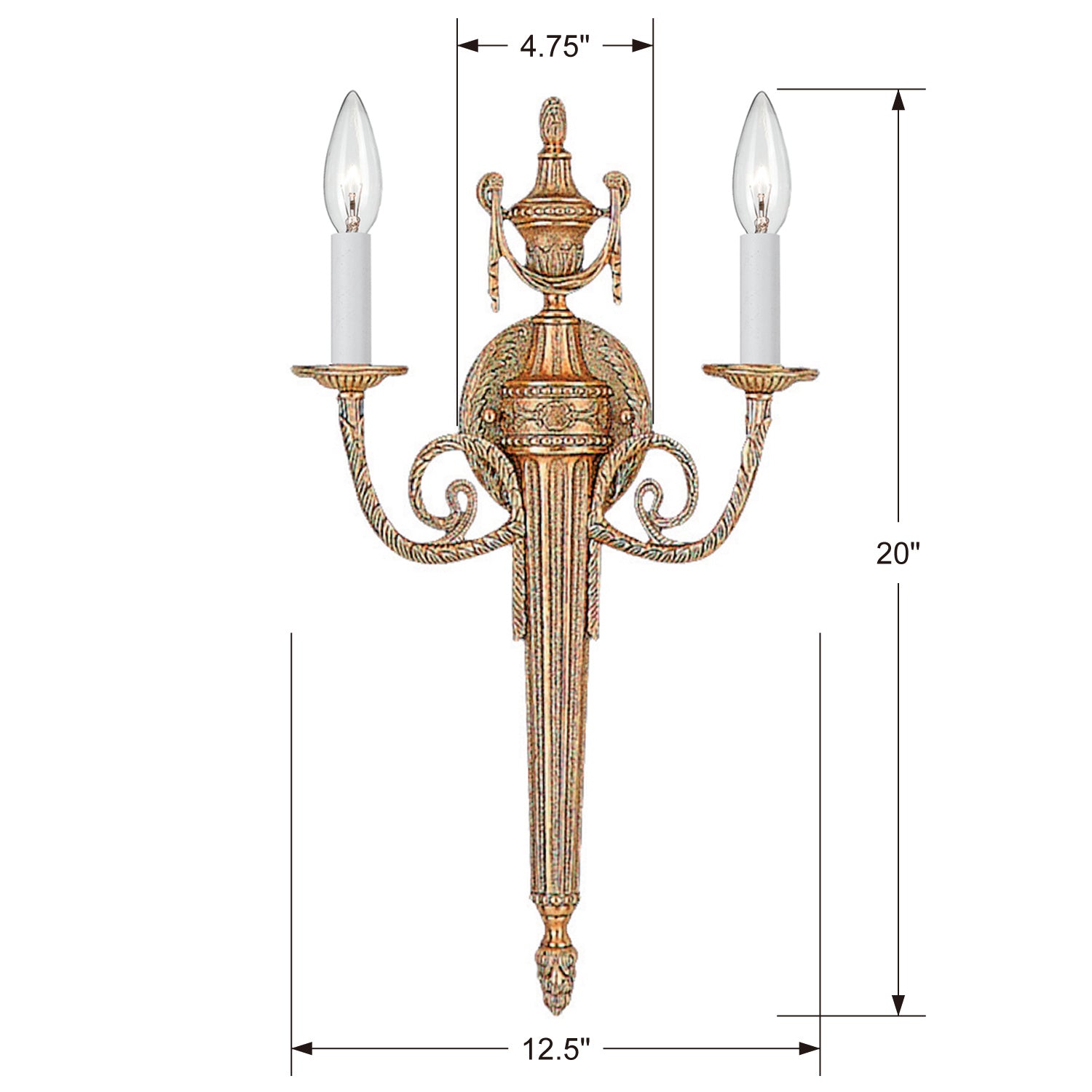 Crystorama - 662-MB - Two Light Wall Sconce - Cast Brass Wall Mount - Matte Brass