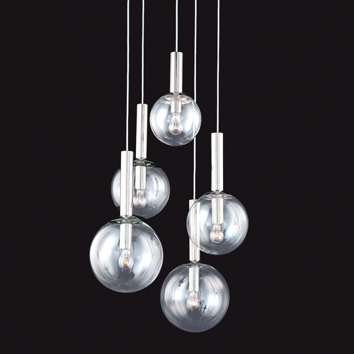 Sonneman - 3765.35 - Five Light Pendant - Bubbles - Polished Nickel