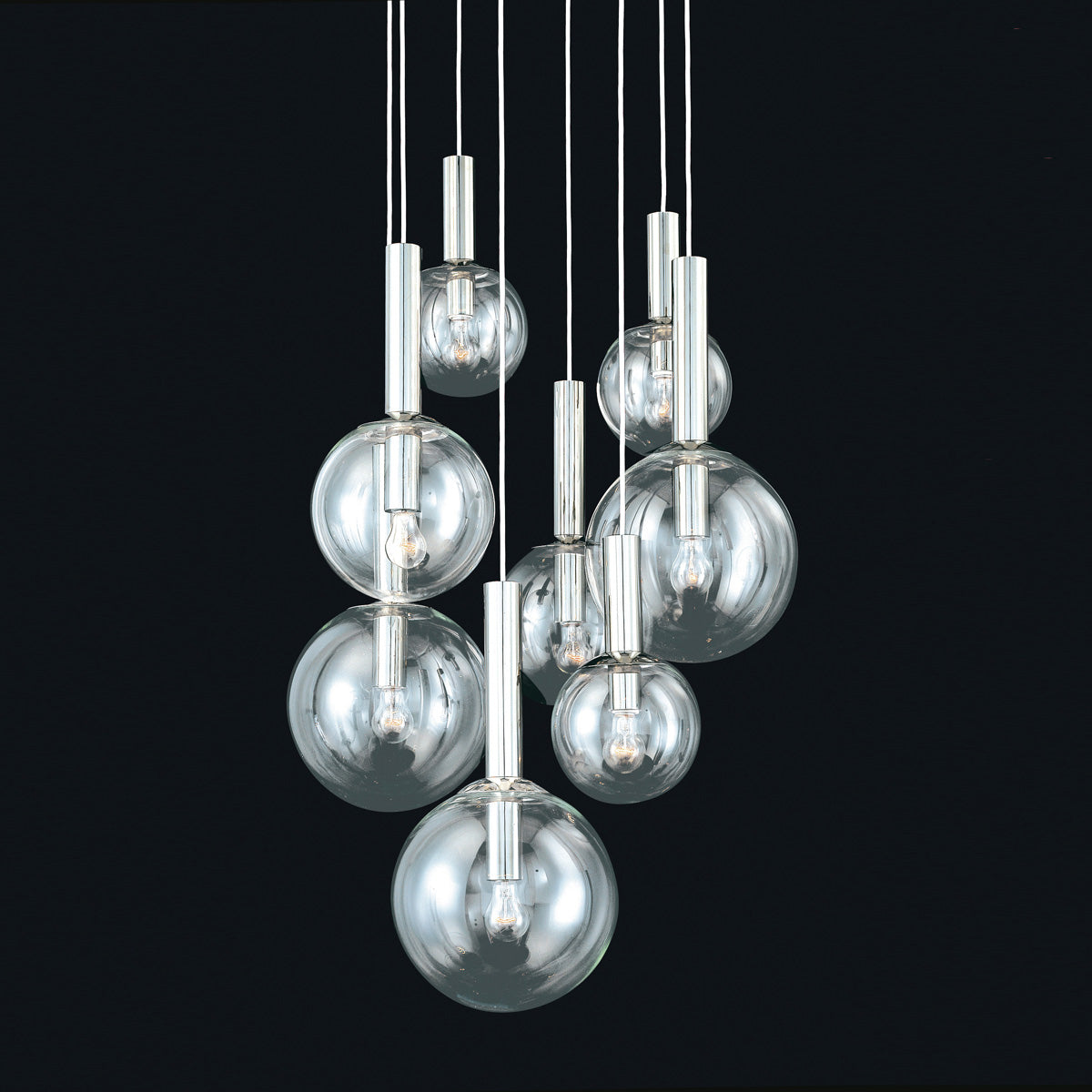 Sonneman - 3768.35 - Eight Light Pendant - Bubbles - Polished Nickel