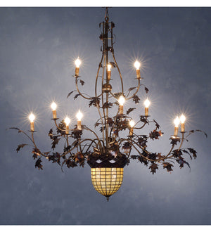 Meyda Tiffany - 10009 - 14 Light Chandelier - Greenbriar Oak - Antique Copper