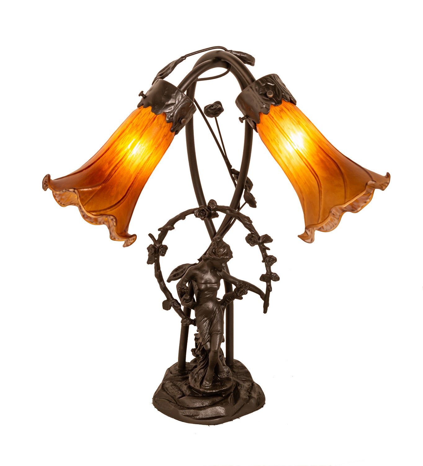 Meyda Tiffany - 11822 - Two Light Accent Lamp - Amber - Mahogany Bronze