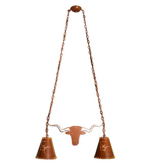 Meyda Tiffany - 11887 - Two Light Island Pendant - Texas Longhorn - Rust