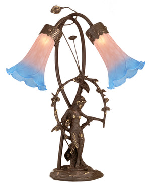 Meyda Tiffany - 11943 - Two Light Accent Lamp - Pink Pond Lily - Mahogany Bronze