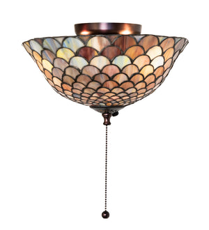 Meyda Tiffany - 27451 - Fan Light Fixture - Tiffany Fishscale - Green/Blue