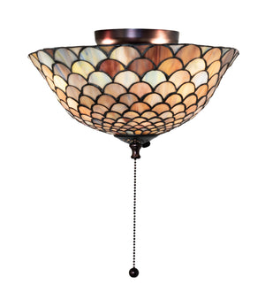 Meyda Tiffany - 27451 - Fan Light Fixture - Tiffany Fishscale - Green/Blue