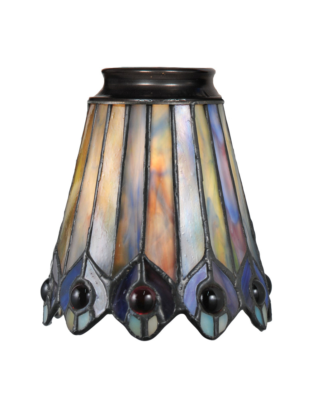 Meyda Tiffany - 27474 - Fan Light Shade - Tiffany Jeweled Peacock - Green/Blue Purple/Blue Purple/Blue Purp